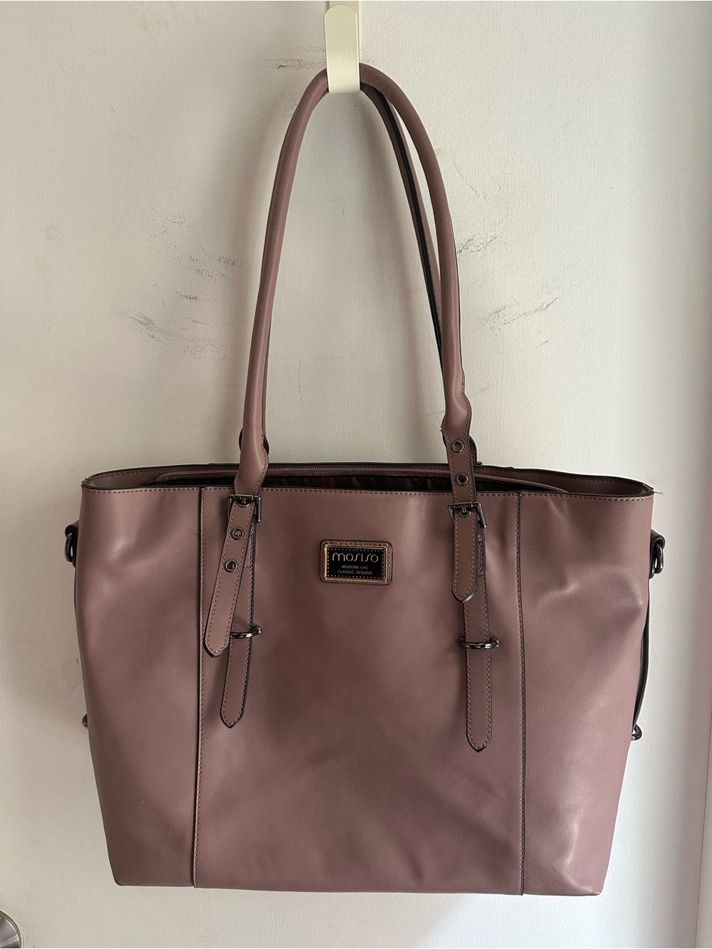 MOSISO Large Blush Pink Laptop Tote Bag PU Leather Work Shoulder Bag NEW